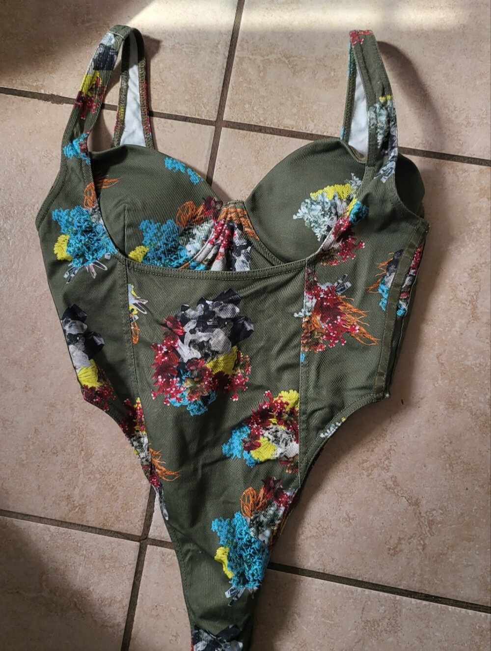 Adidas × Ivy Park Green Floral Bodusuit Medium